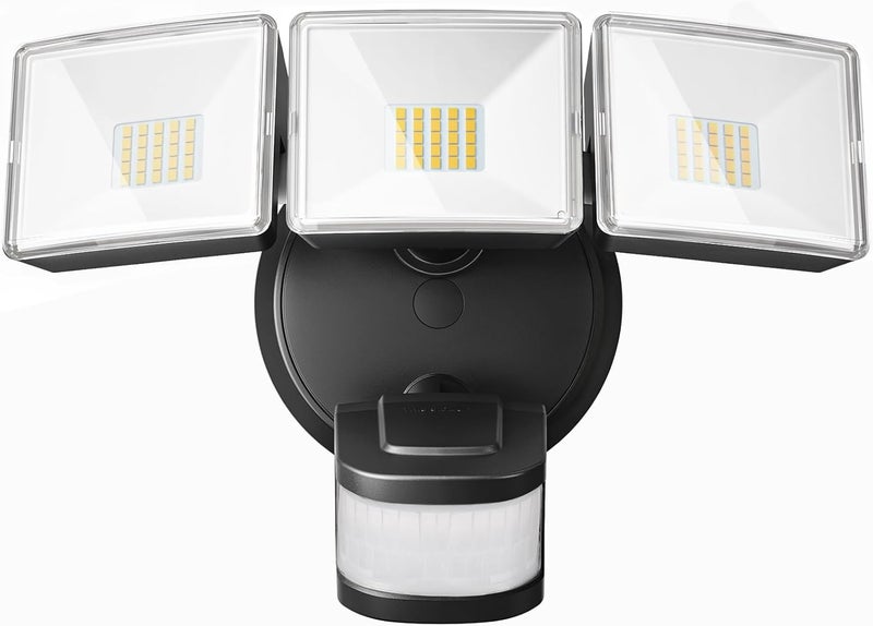 OREiN 4500LM/30W Flood Lights Outdoor, 180°/50FT Motion Sensor Outdoor Lights 3 Modes Dusk to Dawn IP65 Waterproof LED Security Light for 4500SQ.FT Area for Yard Garden, Black (Hardwired) - Image 1
